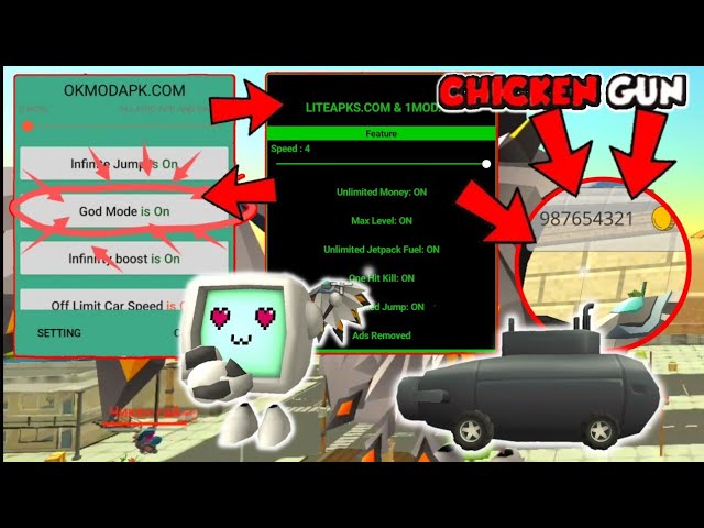 Chicken gun  God mod menu hack apk unlimited coins health latest version 