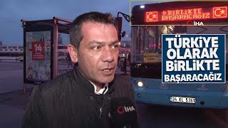 Halk Otobüslerine Koronavirüse Karşı Birlikte Başaracağız Yazıları Asıldı