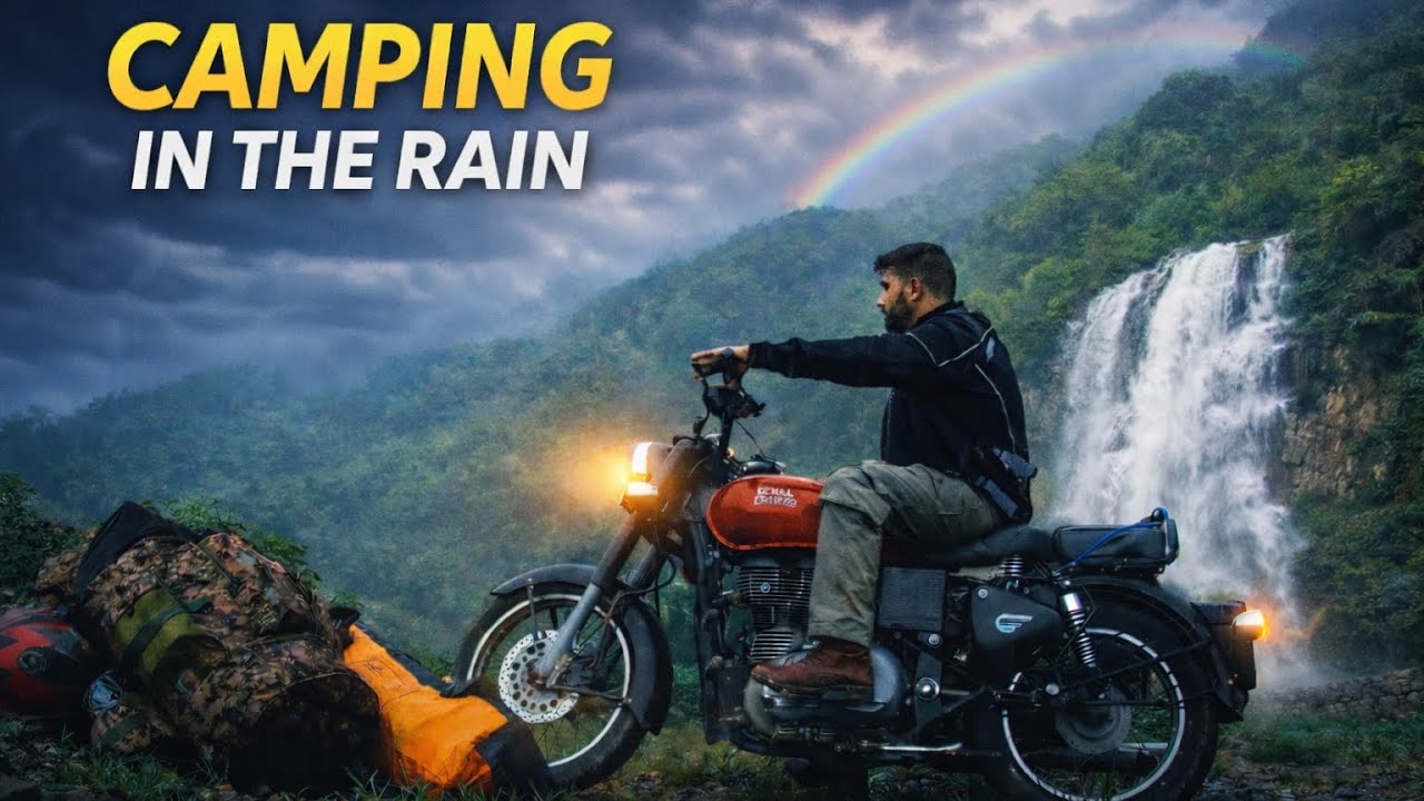 Solo Bike Camping & Outdoor Cooking Near Waterfall | Jungle Adventure Vlog | Camping in Jungle 🌲🏕️ 