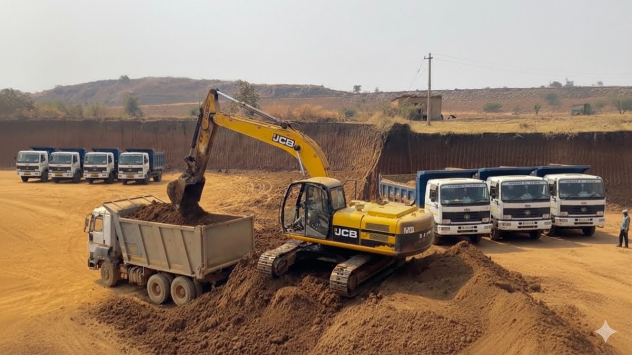 New JS200 JCB Loading Mud Ashok Leyland 2820 TU Truck | JCB Making Big Dam And Jcb Loading Video 