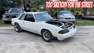 Sketchy Foxbody First Pulls with BIG Turbo