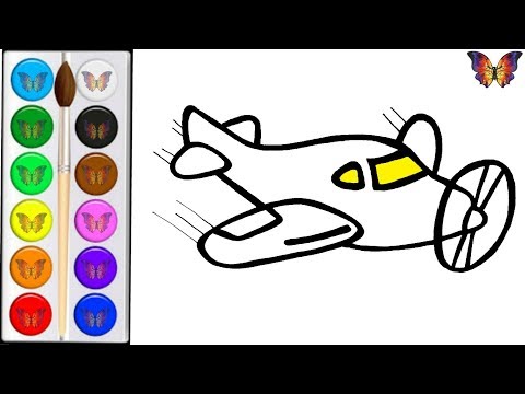 Раскраска для детей САМОЛЕТ . Мультик - Раскраска САМОЛЕТ. Раскраски малышам.