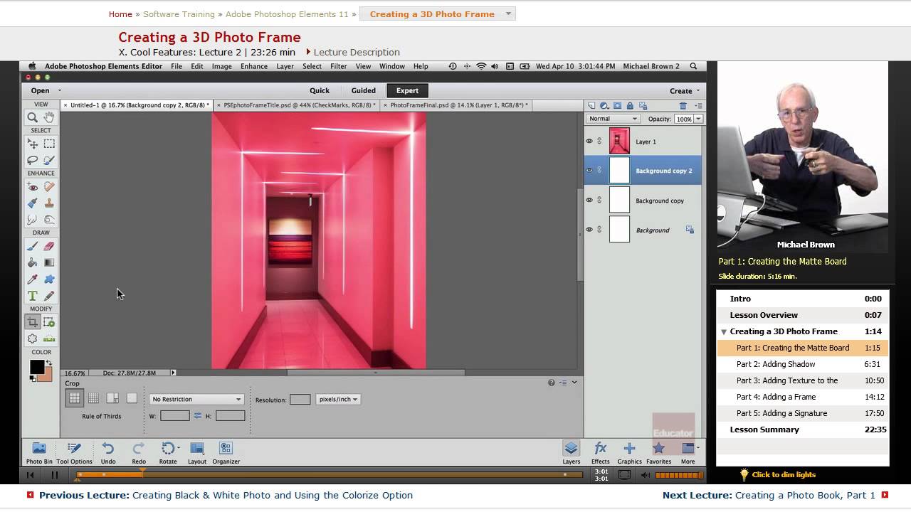 "Creating a 3D Photo Frame" Adobe Elements 11 with Educator
