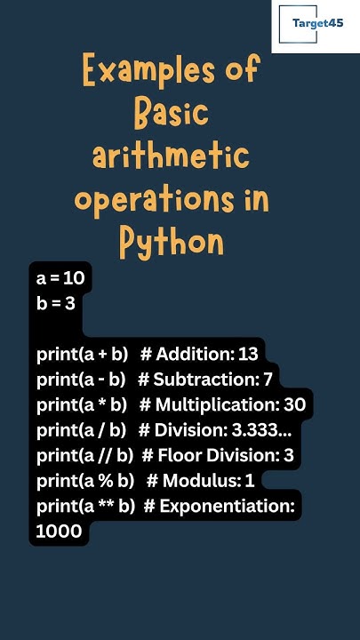 What are basic arithmetic operations in Python | #Target45Telugu # ...