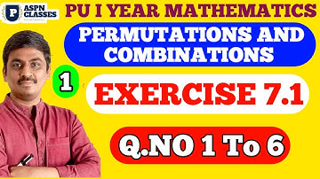 Permutations and Combinations Exercise 7.1 || Ex 7.1 class 11 solution