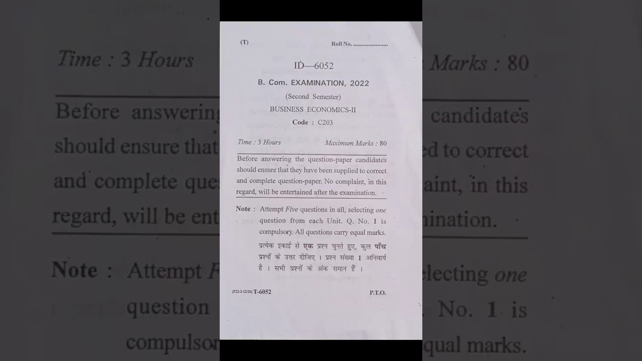 Gurugram university B.com semester-2(2022) Business economics-II paper 