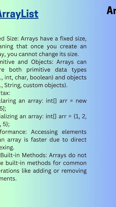 JAVA - Arrays VS ArrayList #interviewtips - YouTube