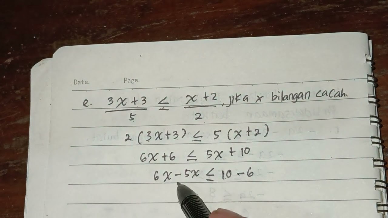 Penyelesaian Pertidaksamaan Pecahan: 3x + 3/5  kurang dari 2 + x/2, jika x Bilangan Cacah​
