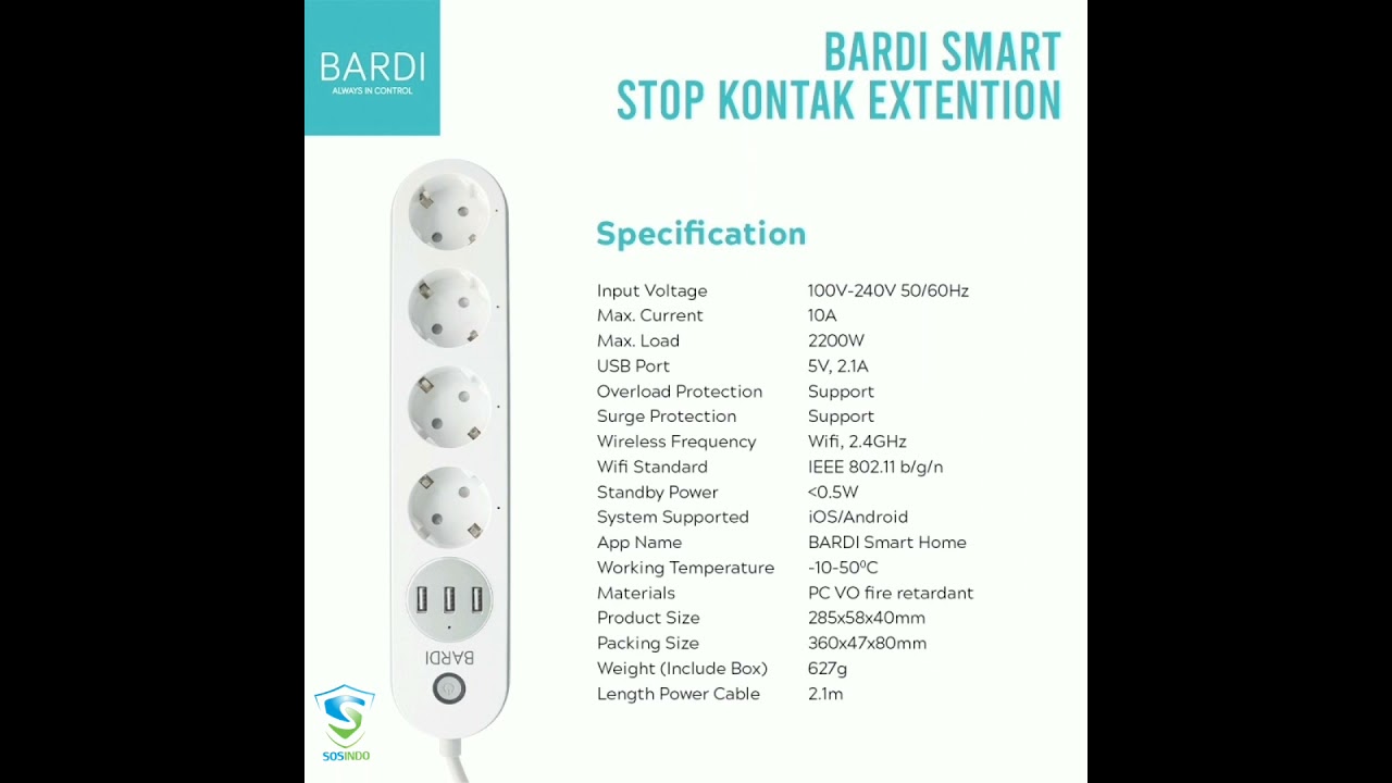 BARDI SMART EXTENSION POWER STRIP BARDI SMART HOME YouTube