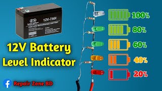 Simple 12 volt battery level indicator circuit