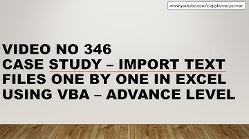 Learn Excel - Video 346- VBA -How to Import data from many Text Files