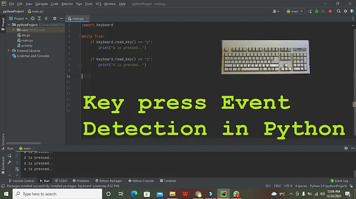 how to detect keypress in python | keyboard's key press event detection in python/pycharm