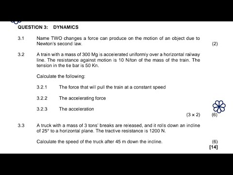 Dynamics 2024 April N4 engineering science - YouTube