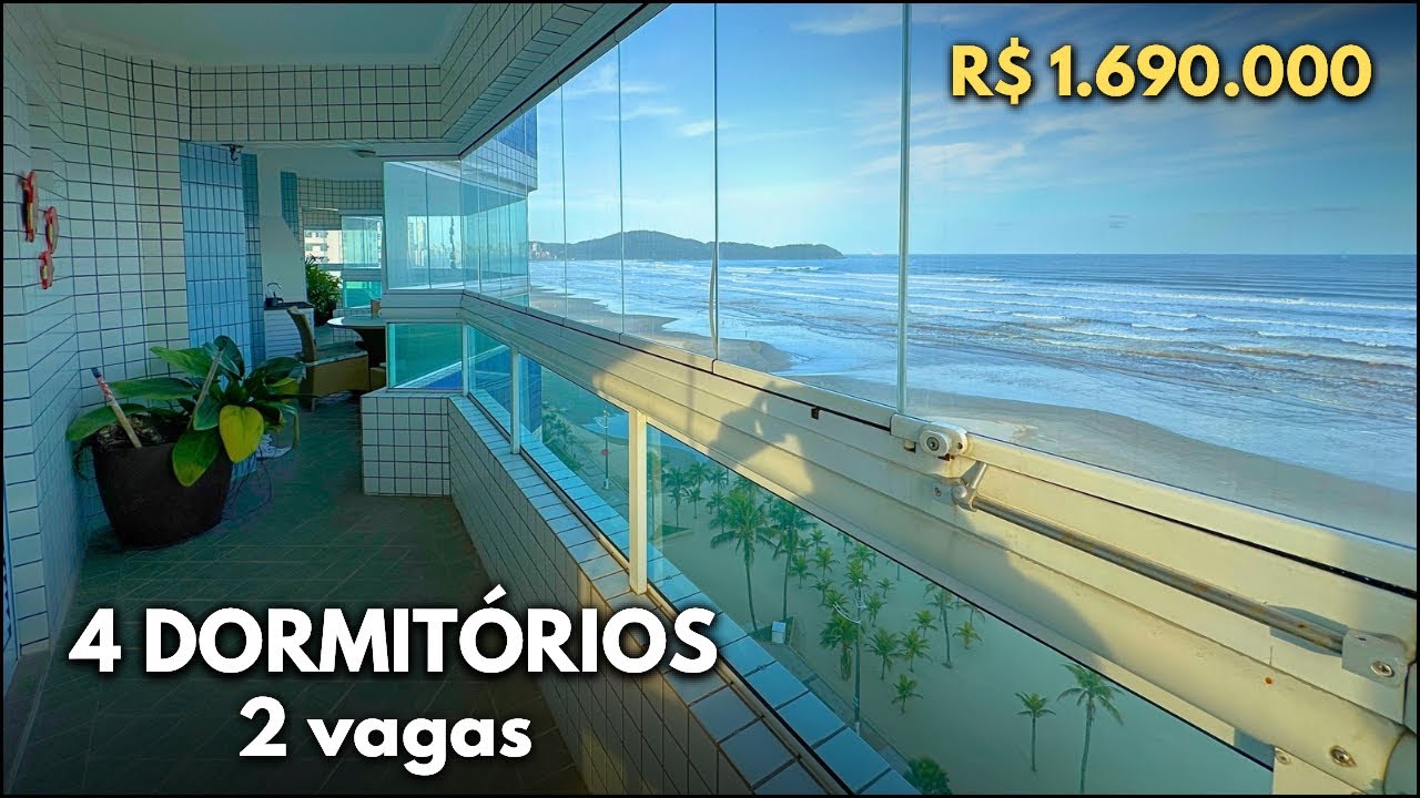 #406 APARTAMENTO FRENTE MAR COM 4 DORMITÓRIOS, 2 VAGAS NA GUILHERMINA, PRAIA GRANDE