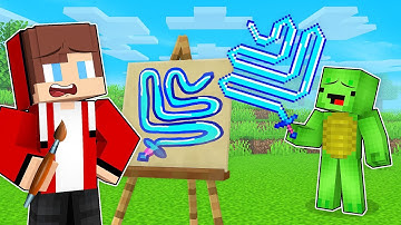 JJ and Mikey Use DRAWING MOD to DRAW CURSED ITEM in Minecraft! - Maizen