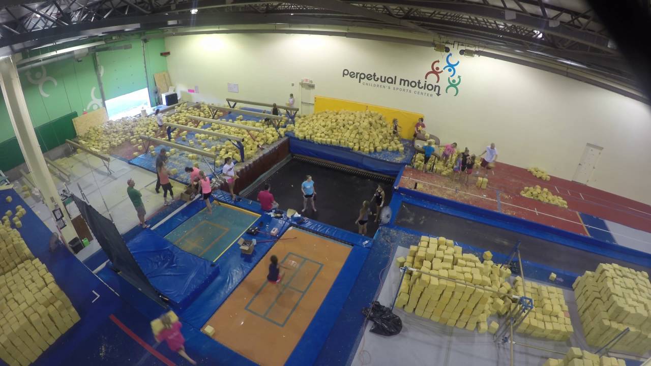 Perpetual Motion Gymnastics Pit Cleaning 2016 (camera 1) YouTube