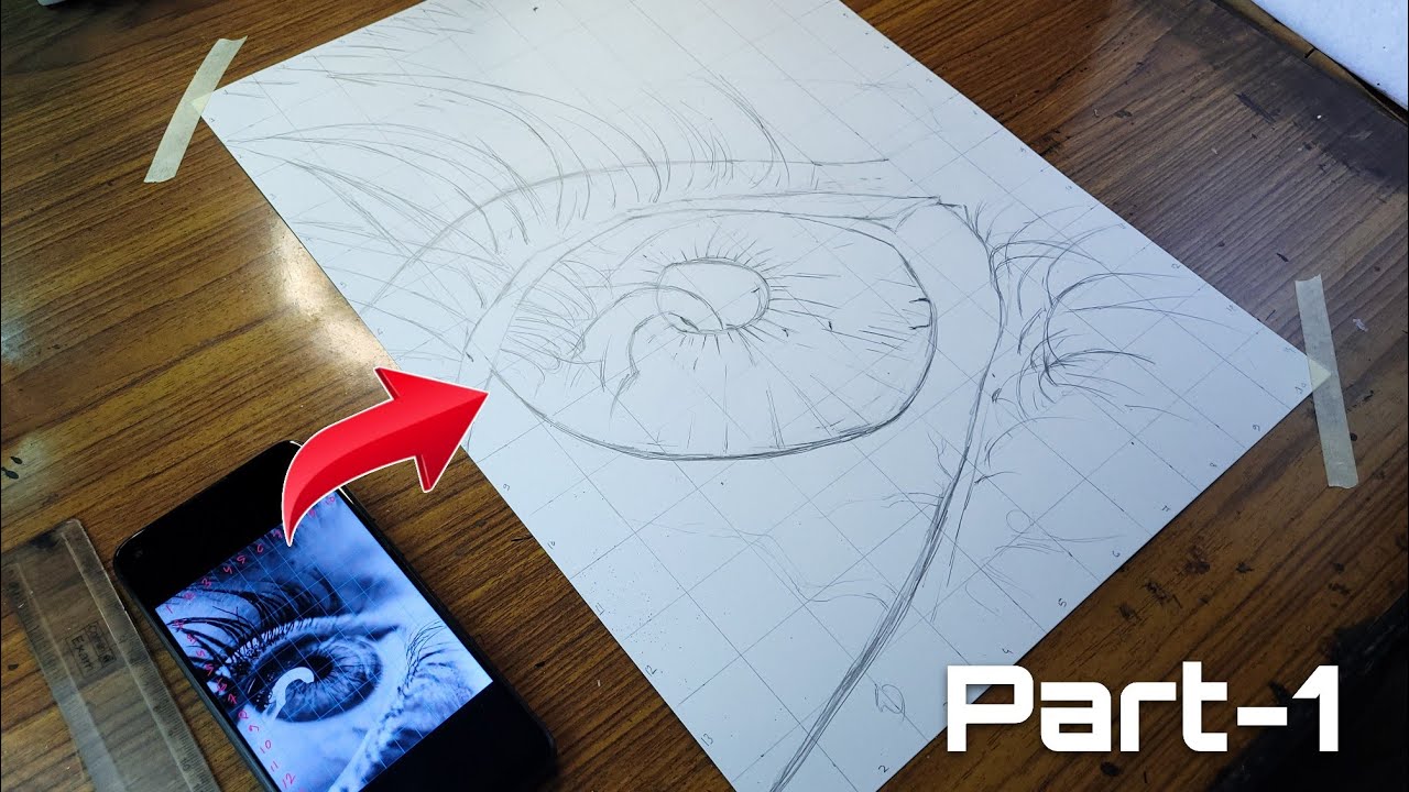 Eye Grid Drawing Tutorial ️ How to Draw a Realistic Eye Outline with Grid Method | Part 1 ...