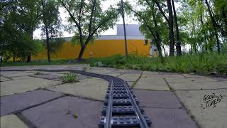 GoPro. Lego train City on the console via Bluetooth in the city park