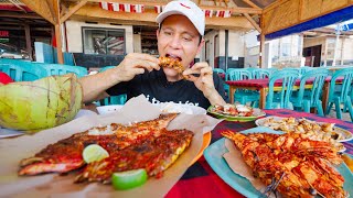 Famous Seafood in Bali!!  Grilled Fish + Shrimp at Jimbaran Beach  Bali, Indonesia!