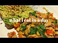 WHAT I EAT IN A DAY (vegan) | breakfast chickpea scramble, bean loaded baked sweet potato | FRMEECH