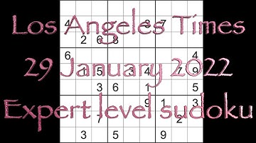 Sudoku solution – Los Angeles Times sudoku 29 January 2022 Expert level