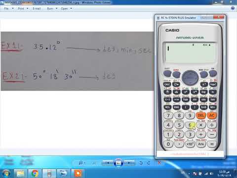 كيفية تحويل الزوايا بالدرجات والدقائق والثواني إلى زاوية عشرية بالاله الحاسبه