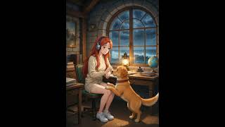 "Cozy Study Nights with My Dog in the Lighthouse" #ghiblistyle #animation