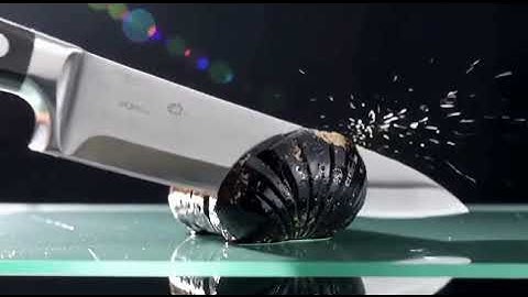 Super-sharp knife slices minerals, each cut reveals unique, physically accurate reactions in ultra s