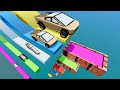 Big  small tesla cybertruck vs stairs color with portal trap  cars vs train  beamngdrive 14