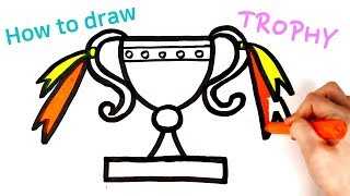 TROPHY easy drawing for kids | How to draw a trophy ♡FullMoon Toys♡ kid's coloring page