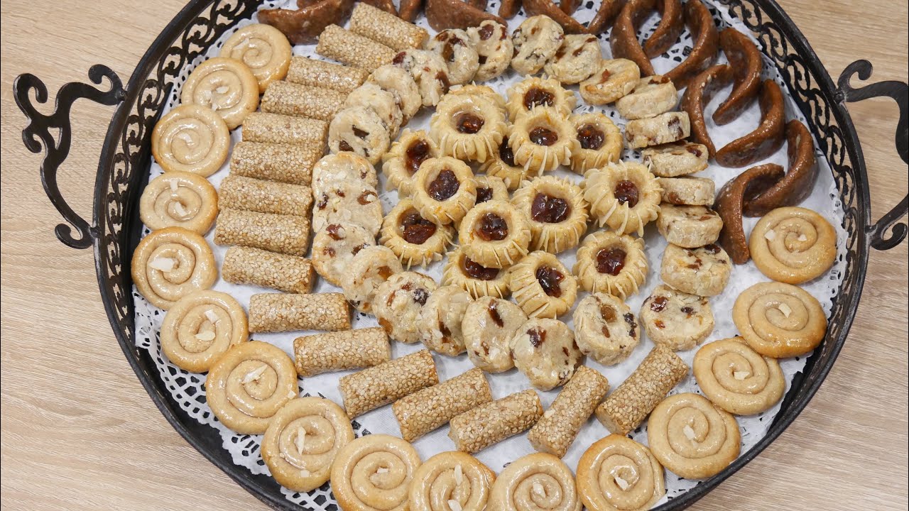 تشكيلة حلوة العيد صحية باللوز بلا زبدة بلا بيض بلا دقيق خمس اشكال كل واحد نسيكم في الثاني جديد وحصري