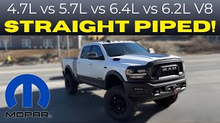 Ram 4.7l Vs 5.7l Vs 6.4l Vs 6.2l V8 Straight Piped! Which Mopar V8 Sounds Best?