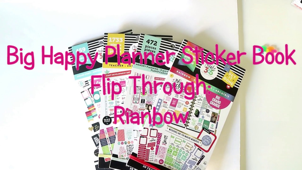 Big Happy Planner Sticker Book Flip Through Rainbow - YouTube