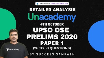 UPSC CSE Prelims 2020 Paper 1 | Detailed Analysis  | Part 2 | Prelims Answer Key | Success Sampath