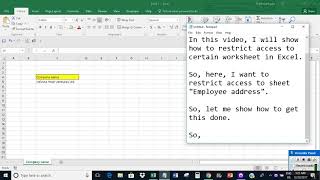 Restrict access to certain worksheet in Excel