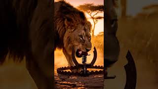 lion eating bait on a trap (safe scene) 🦁 #lion #predator #trap #hdr #cinematic #realistic