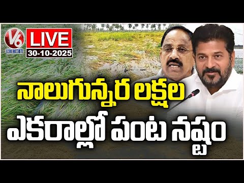 LIVE : Cyclone Montha Damages Crops over 4.47 Lakh acres In Telangana | V6 News