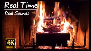 Камин / Fireplace No Loop [4K UHD] Real Time with Cracking Fire Sounds for Sleeping or Studying