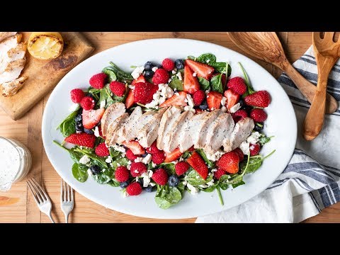 Grilled Chicken Berry Salad with Lemon Poppy Seed Dressing