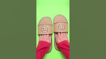 📦 DIY Cardboard Slippers – So Fun!👟 #kids #craft