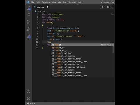 Compute power using pow() function in c++ || [Code Snippet] || c++ ...
