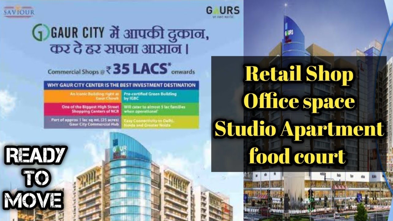 Gaur City Centre In Studio Apartment Retail Shop & Office Space