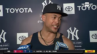 Giancarlo Stanton on 7th inning, home plate umpire Nick Mahrley thumbnail