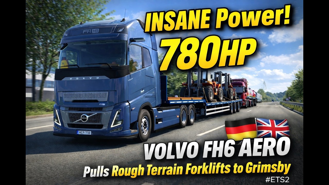 INSANE Power! 780HP Volvo FH6 Aero Pulls Rough Terrain Forklifts to Grimsby | ETS2