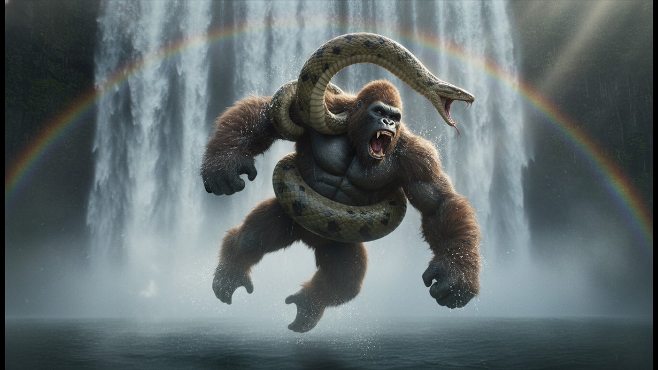 King Kong vs Giant Anaconda: The Waterfall Dive That Ended It All