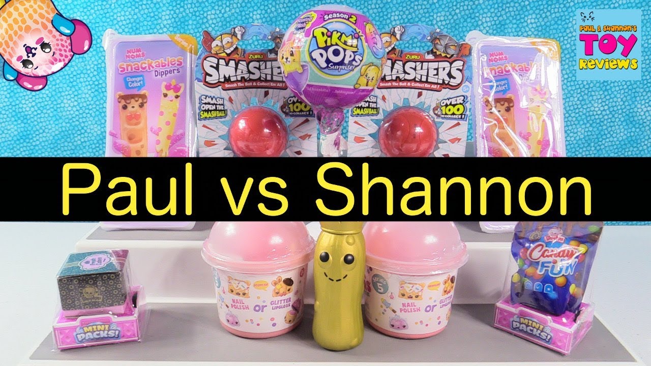 kawaii emoticons Pikmi Pops Season 2 Shopkins 10 Snackables Paul vs Shannon Challenge | PSToyReviews