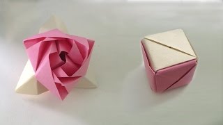 Оригами роза. Модульная роза, куб трансформер. Origami Rose, the cube transformer.(Оригами роза. Схема, модульная роза цветок из бумаги, куб трансформер. Сделать магическую розу из бумаги...., 2014-11-16T00:31:10.000Z)