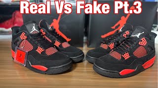 Air Jordan 4 Red Crimson/Red Thunder Real Vs Fake Pt 3. Updated pairs