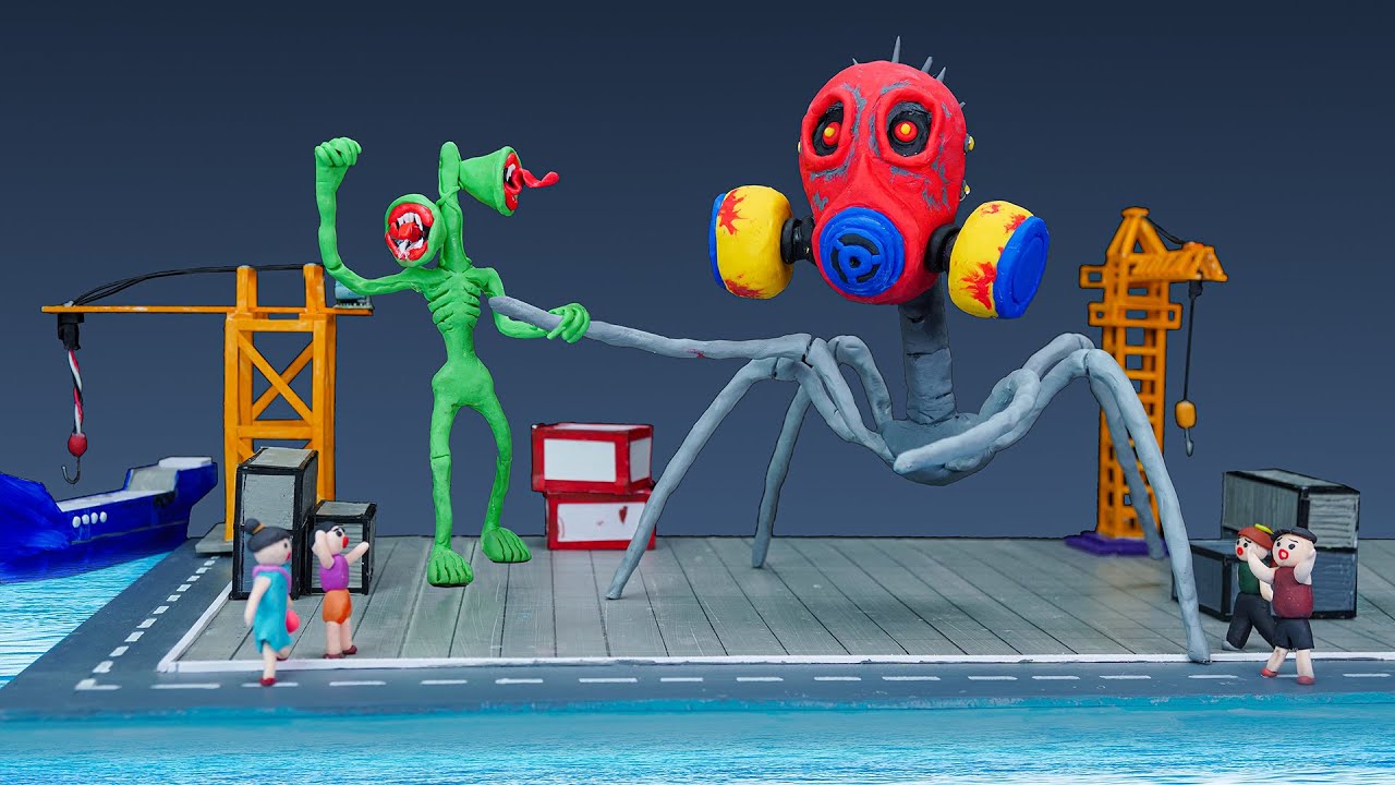 😱 Making SPIDER GAS MASK vs SIREN HEAD in the seaport - Poppy Playtime Chapter 3 with Clay