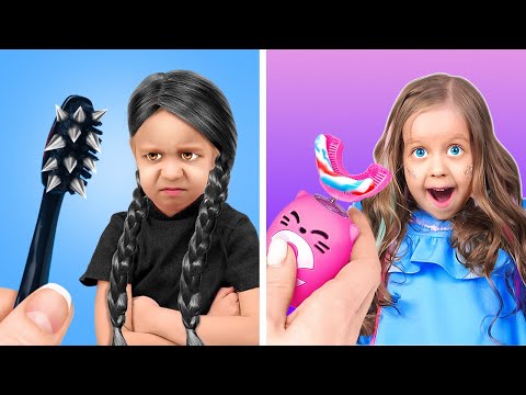 Thumbnail for RICH vs POOR GADGETS || WEDNESDAY vs ENID's Cool Hacks